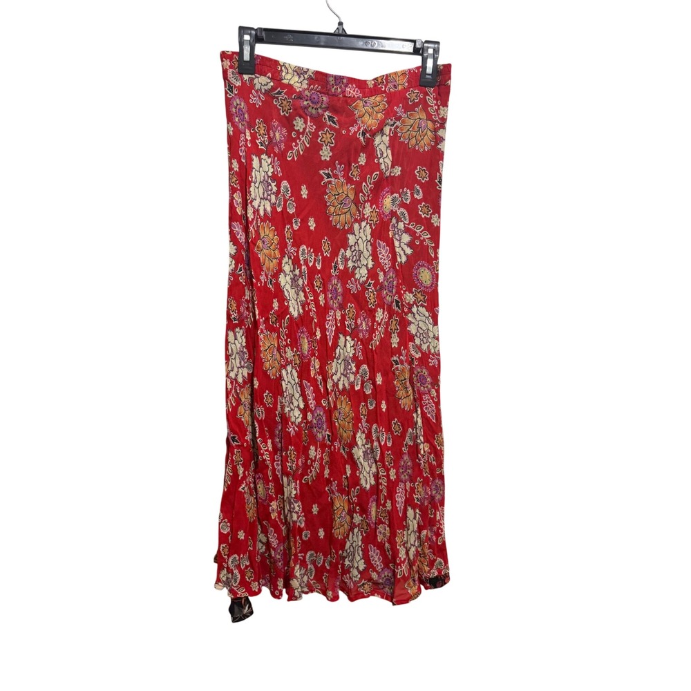 Sharon Anthony Reversible Midi Skirt Womens P est. Small Red Black Floral Boho